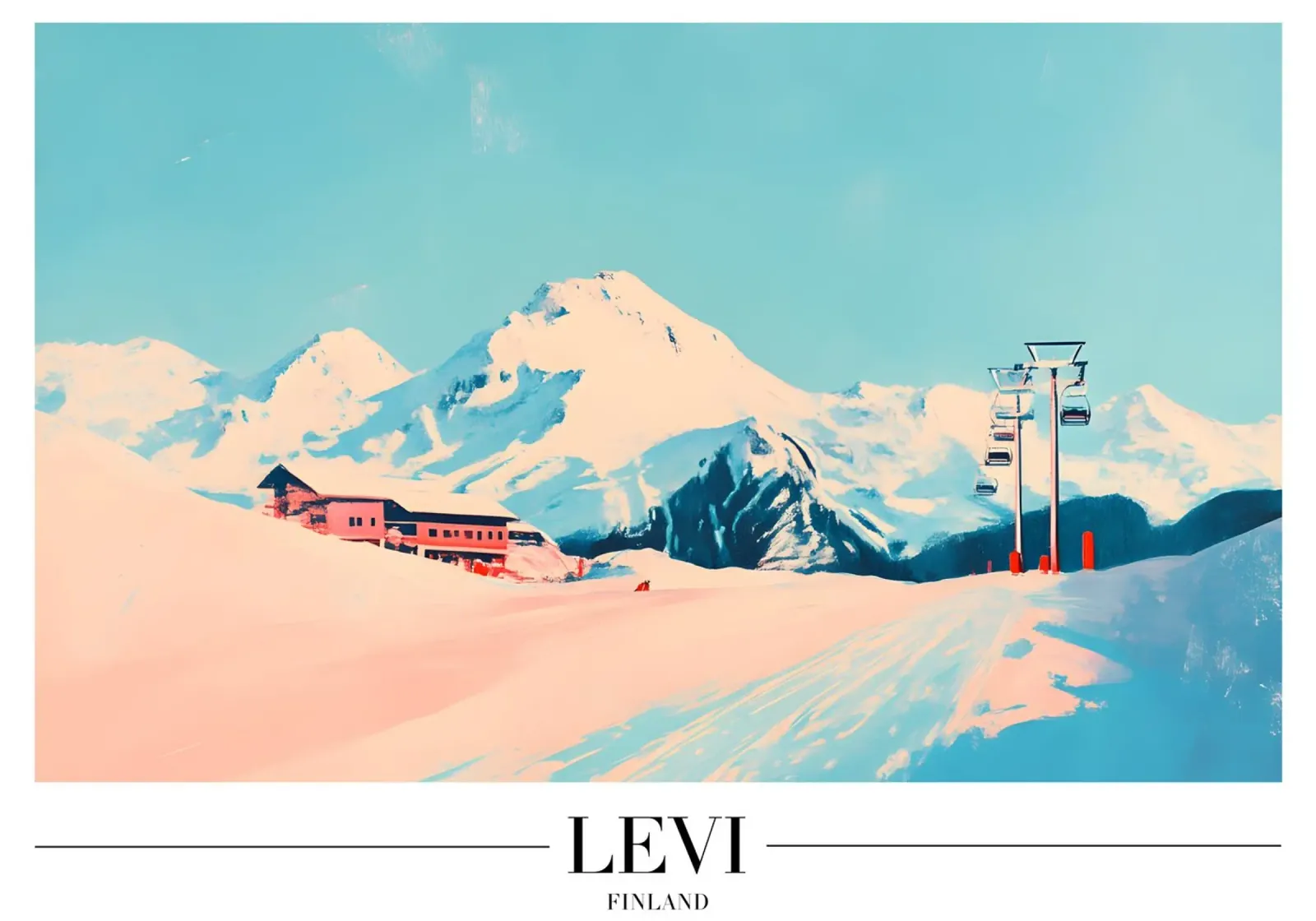 Stazione sciistica di Levi - Finlandia Paesaggio invernale tela con Cornice a cassetta da homdeco