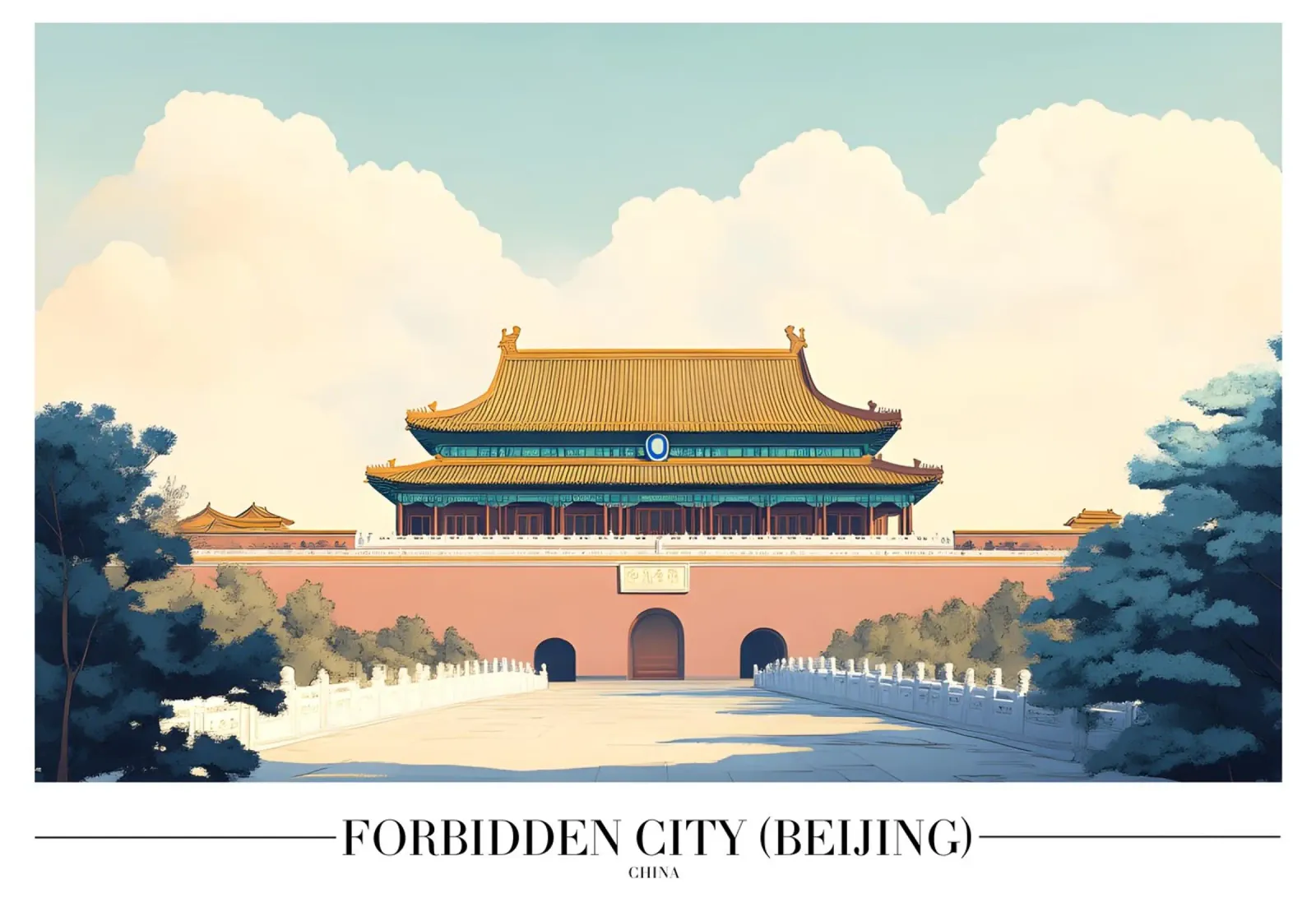 Verbotene Stadt Peking - Kaiserpalast China Kunst Leinwand mit Schattenfugenrahmen von homdeco