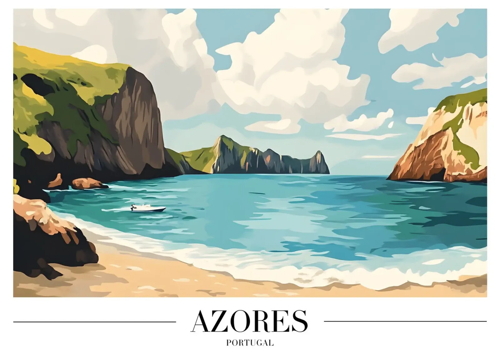 Azoren Kustkliffen - Portugal Eilandlandschap canvas met Baklijst van homdeco