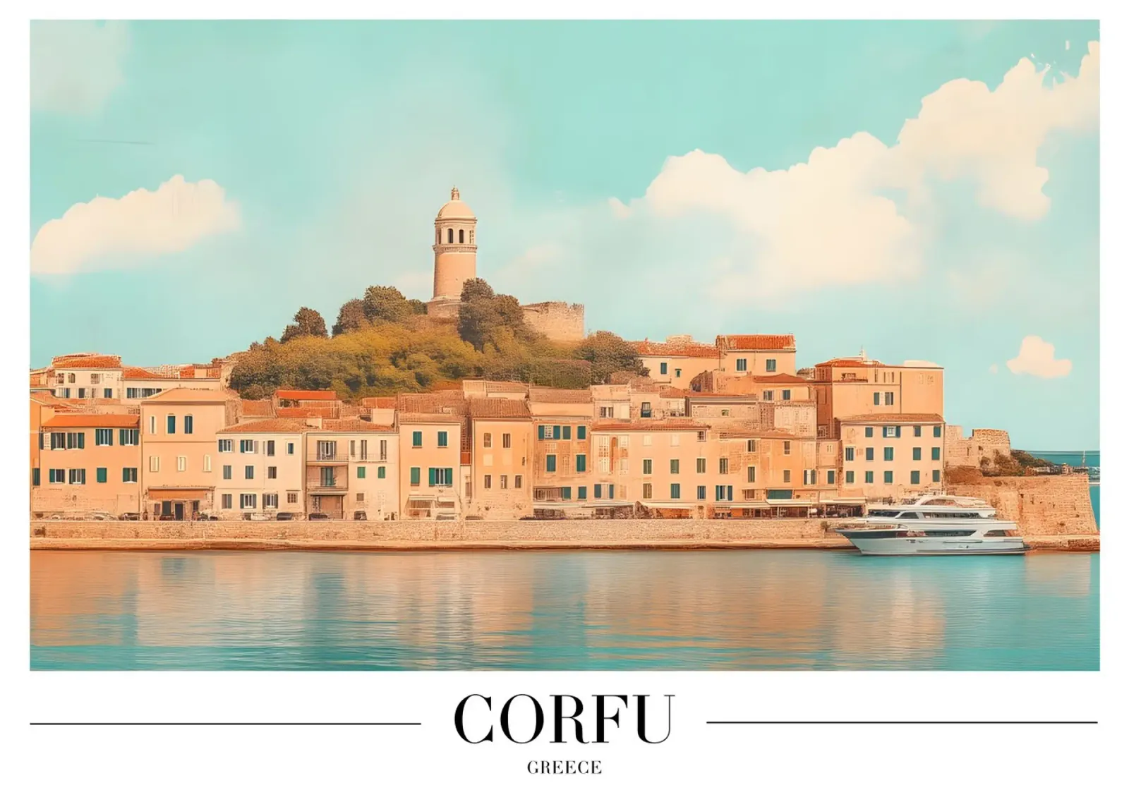 Corfù Grecia Vecchia fortezza e porto Visualizza Stampa d'arte poster da homdeco