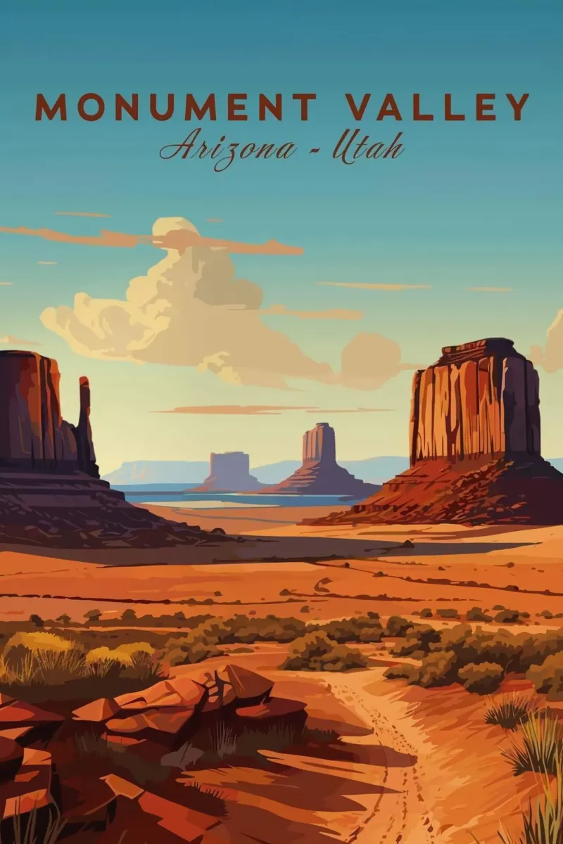 Valle del Monumento, Arizona Utah poster con telaio in legno da Morgan Scotts