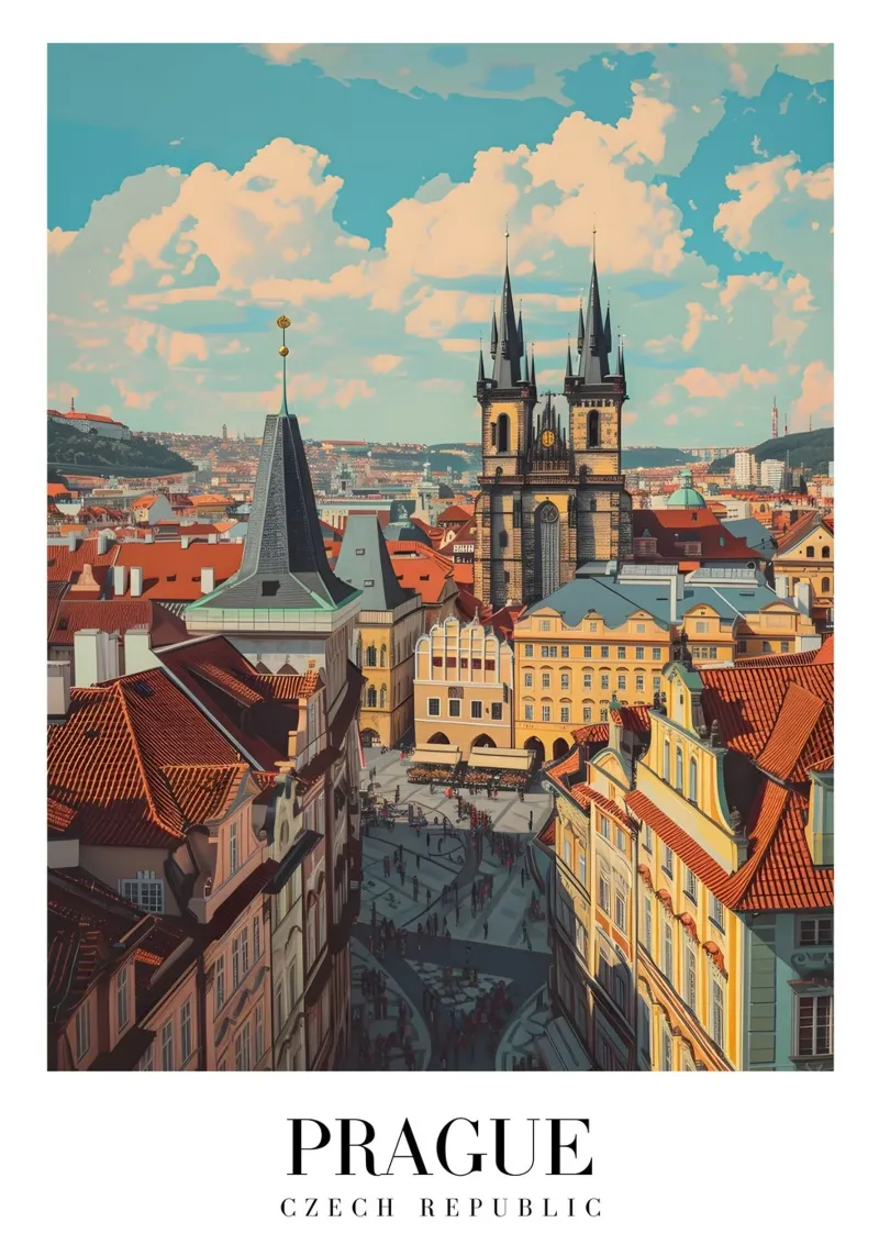 Prague Czech Republic Old Town Square Art Print canvas by homdeco