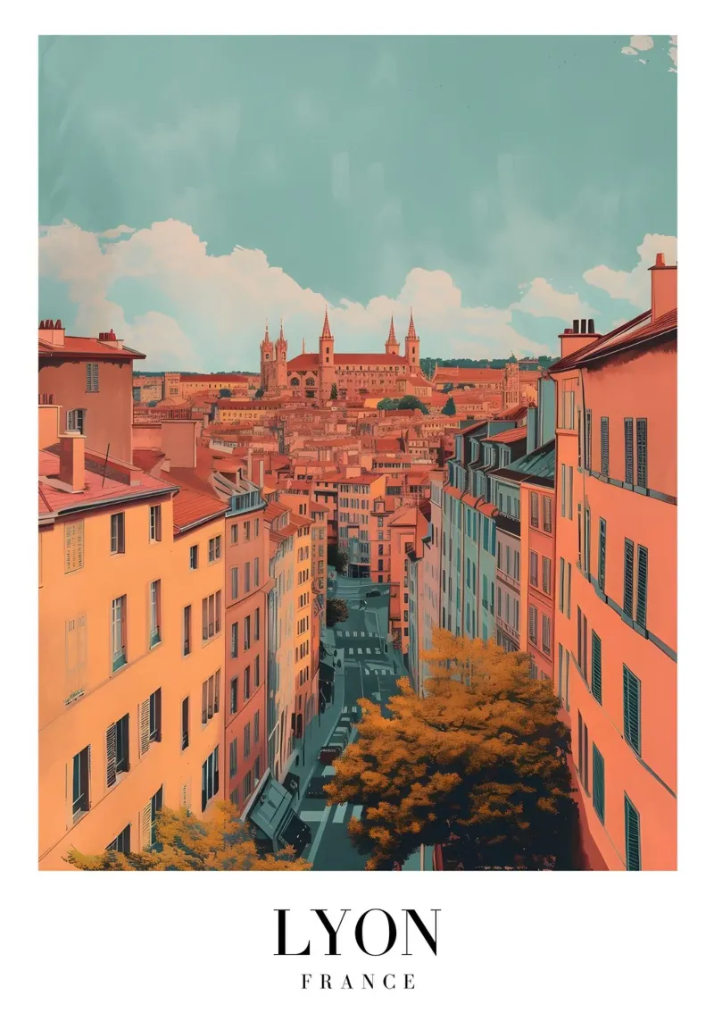 Lyon Frankrijk Stadsgezicht met Basiliek Art Print hahnemühle van homdeco