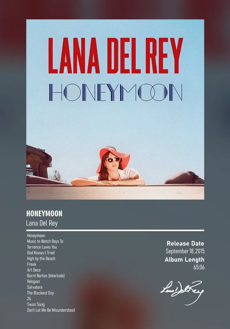 Honeymoon (2015) by Lana Del Rey carta hahnemühle da DGUnder