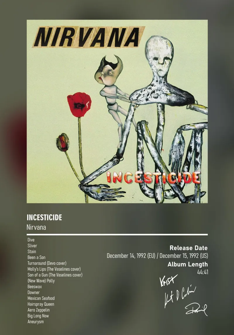 Incesticide (1992) by Nirvana carta hahnemühle da DGUnder