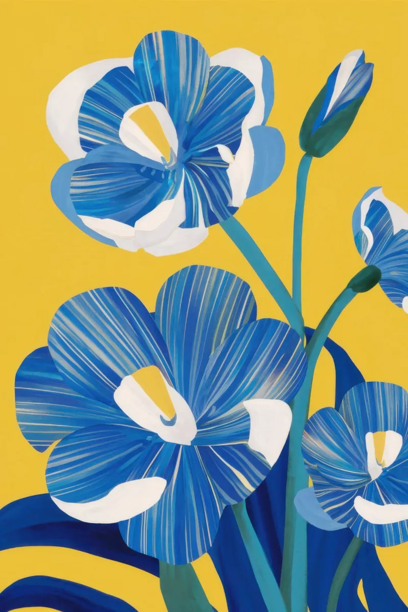 Fiori blu cobalto pellicola backlit da Ink Pulse