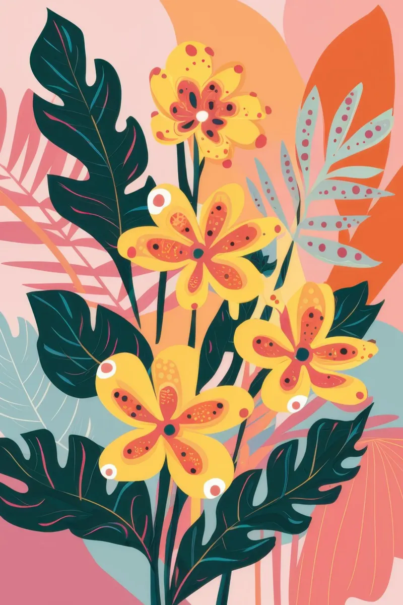 Wilde bloementuin explosie canvas van Ink Pulse