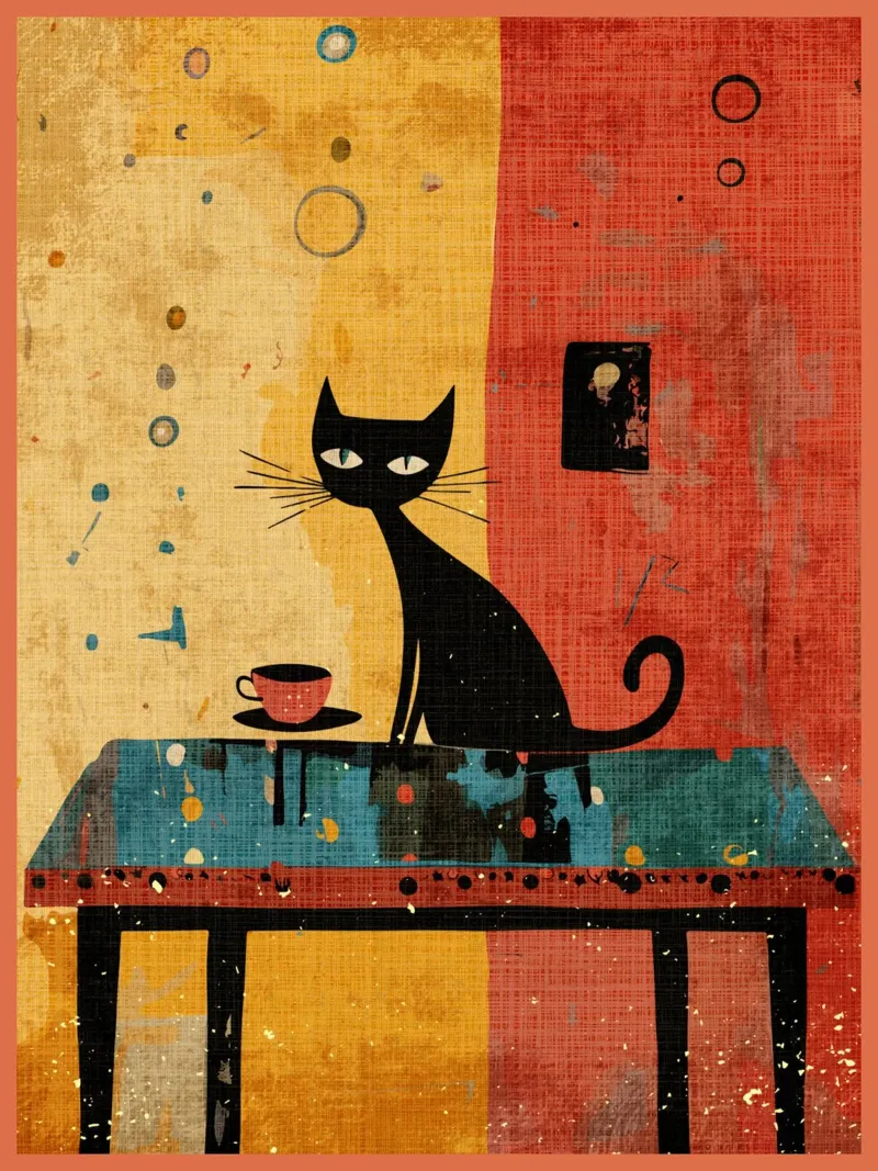 Gatto nero con caffè pellicola backlit da Food And Kitchen