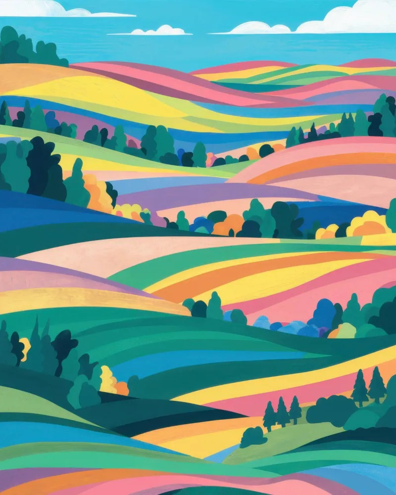 Prismatic Patchwork Fields canvas by Reds Jays