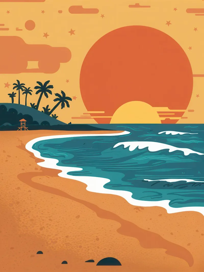 Tramonto sulla sabbia dorata poster da Reds Jays