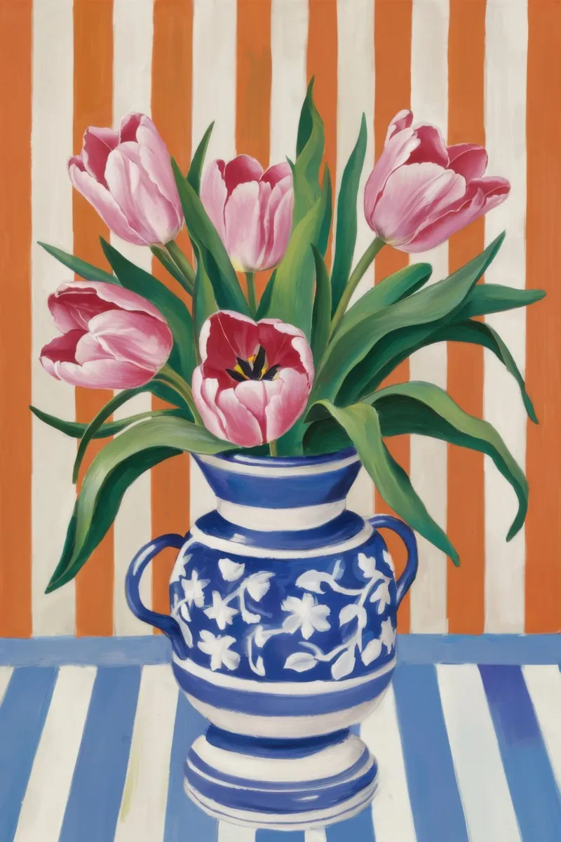 Tulipano di porcellana Grace poster con telaio in legno da Dream Gesso