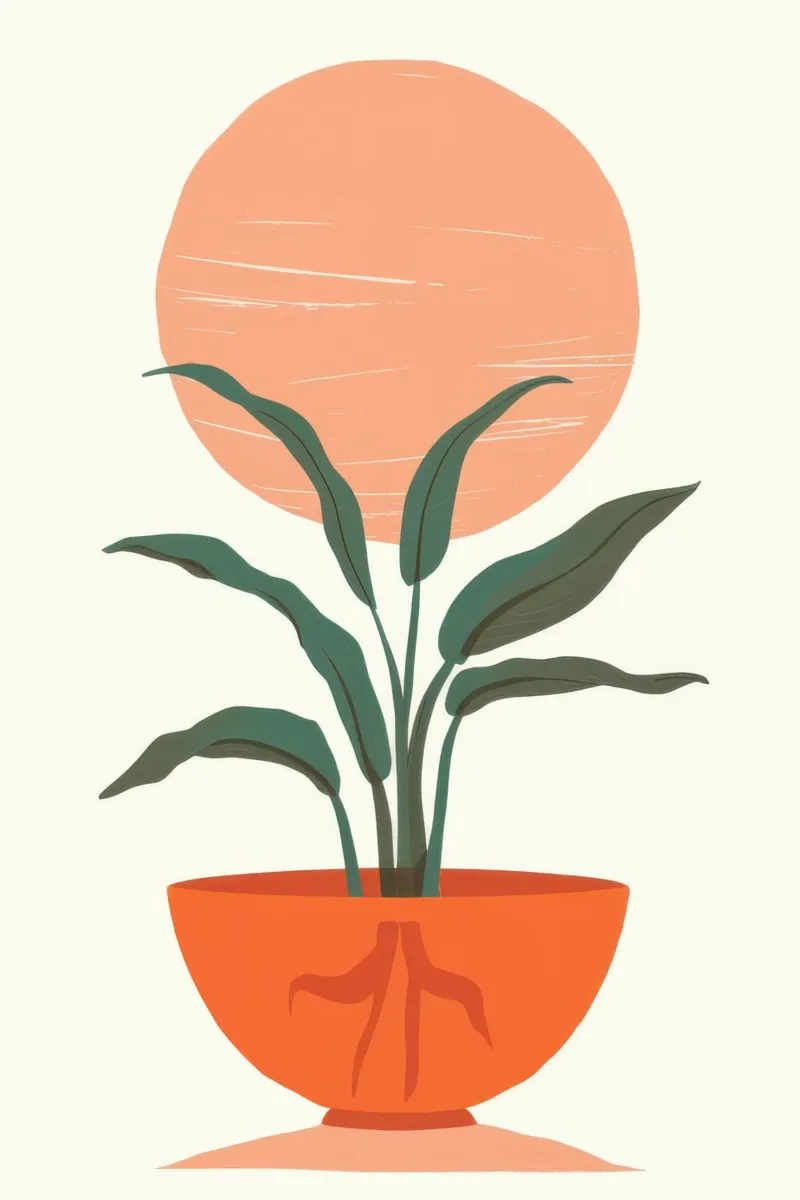 Zonsondergang Plant Serenity poster met aluminium frame van Monuments Fire