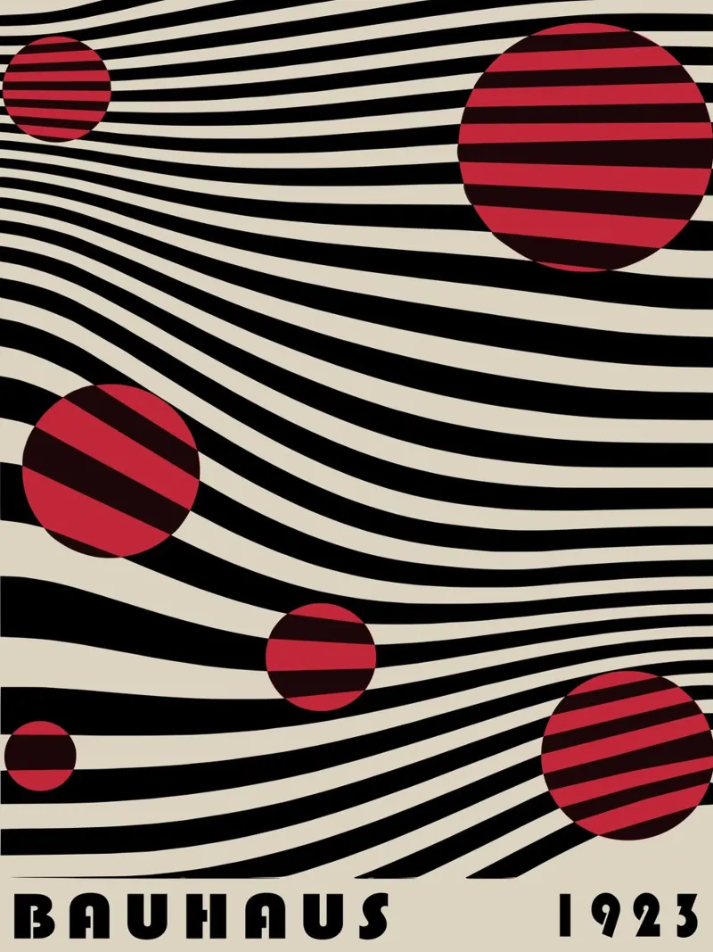 Bauhaus 1923 Waves - Sfera di design Op-Art pellicola backlit da Casa Calm