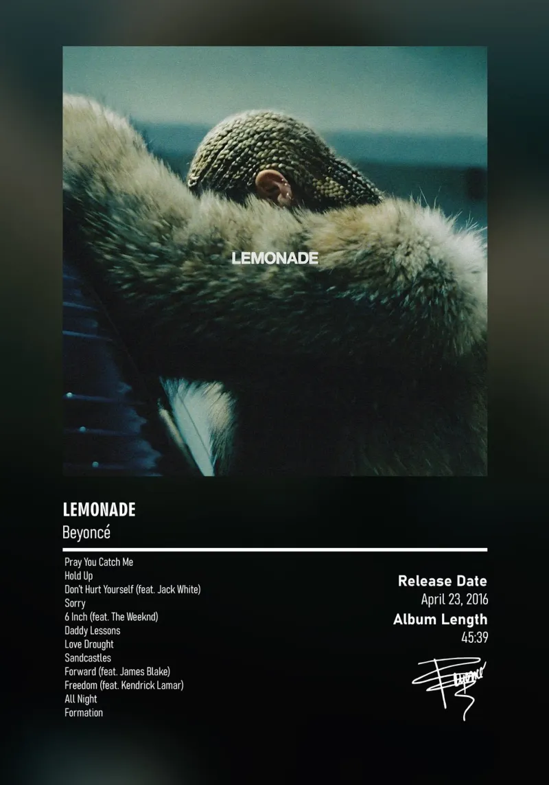 Lemonade (2016) by Beyoncé pellicola backlit da DGUnder