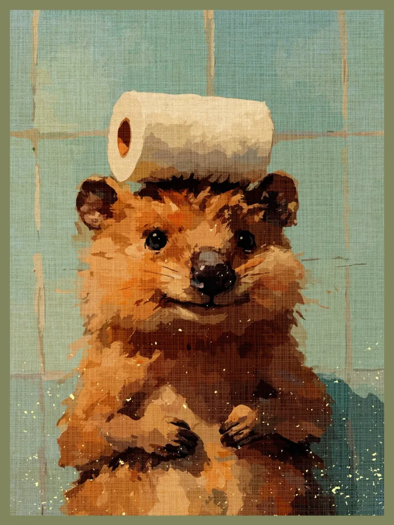 Quokka con carta igienica pellicola backlit da Terry Jason Kratz