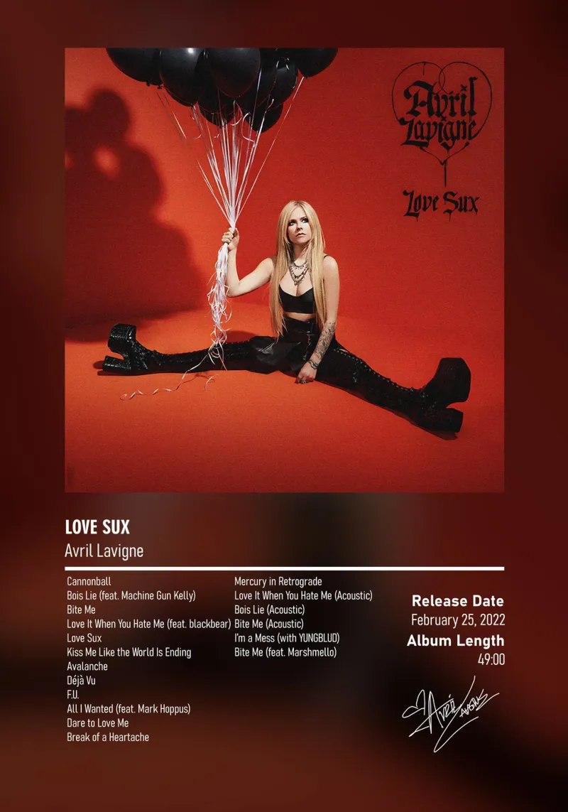 Love Sux (2022) by Avril Lavigne Alu-Dibond von DGUnder
