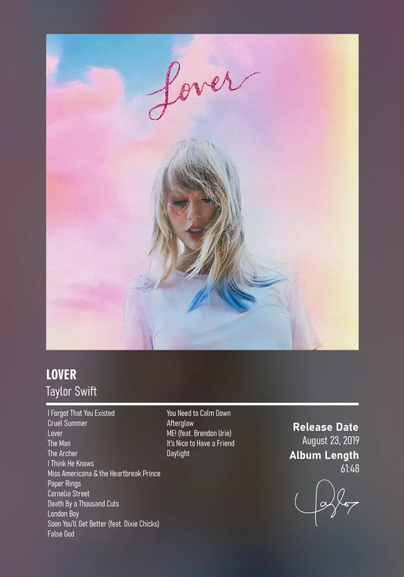 Lover (2019) by Taylor Swift pellicola backlit da DGUnder