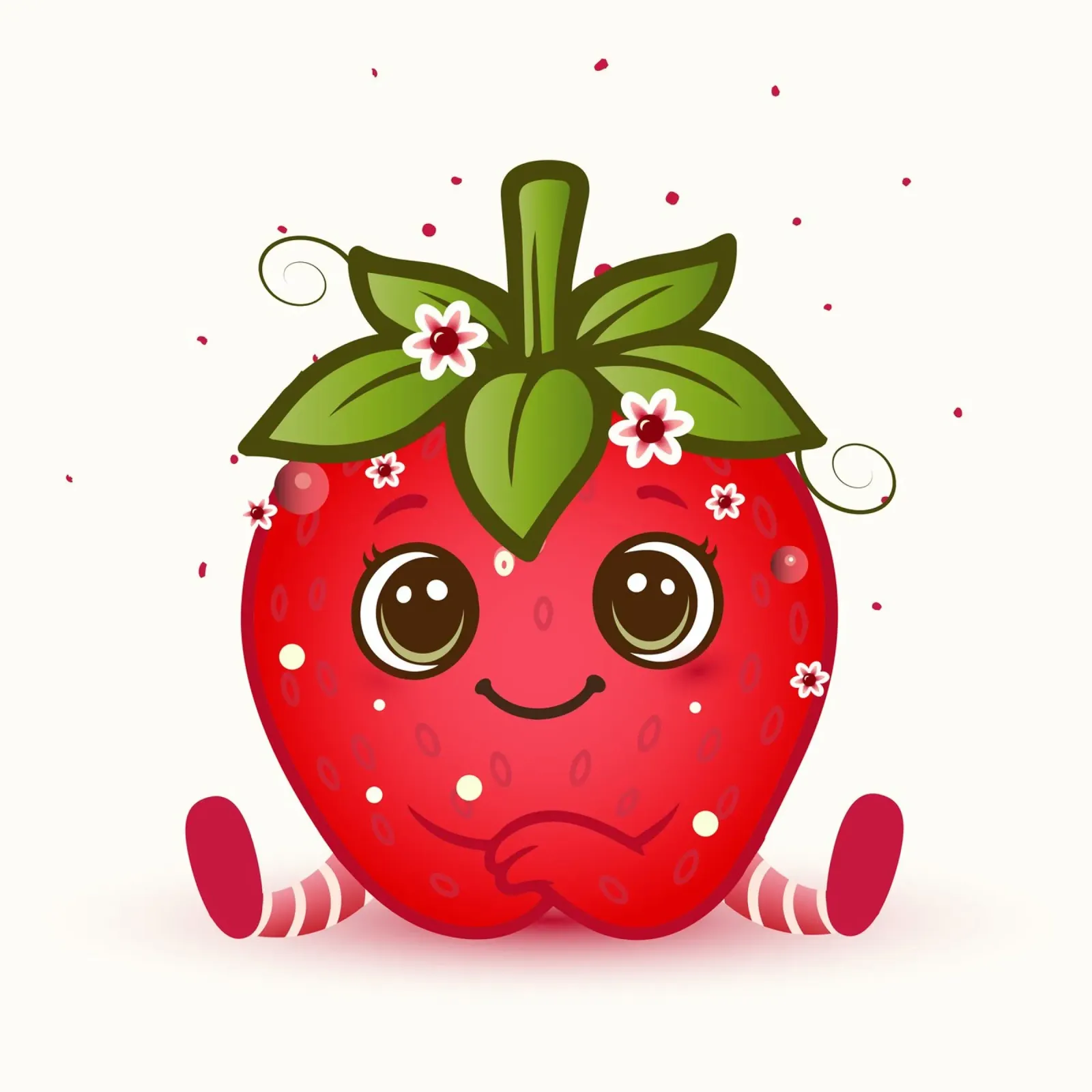 Figurina kawaii di fragola dolce con fiori pellicola backlit da namosh