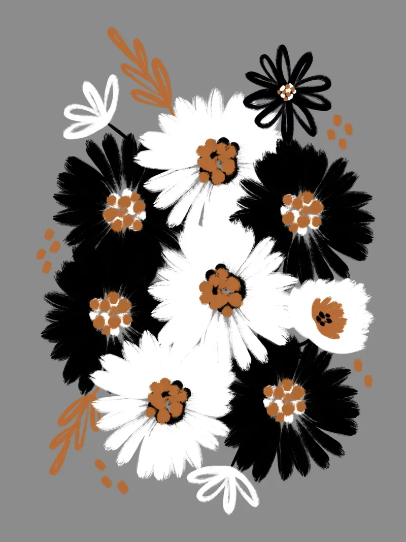 Blumenmuster Schwarz Weiß Karamell pellicola backlit da Petra Lang
