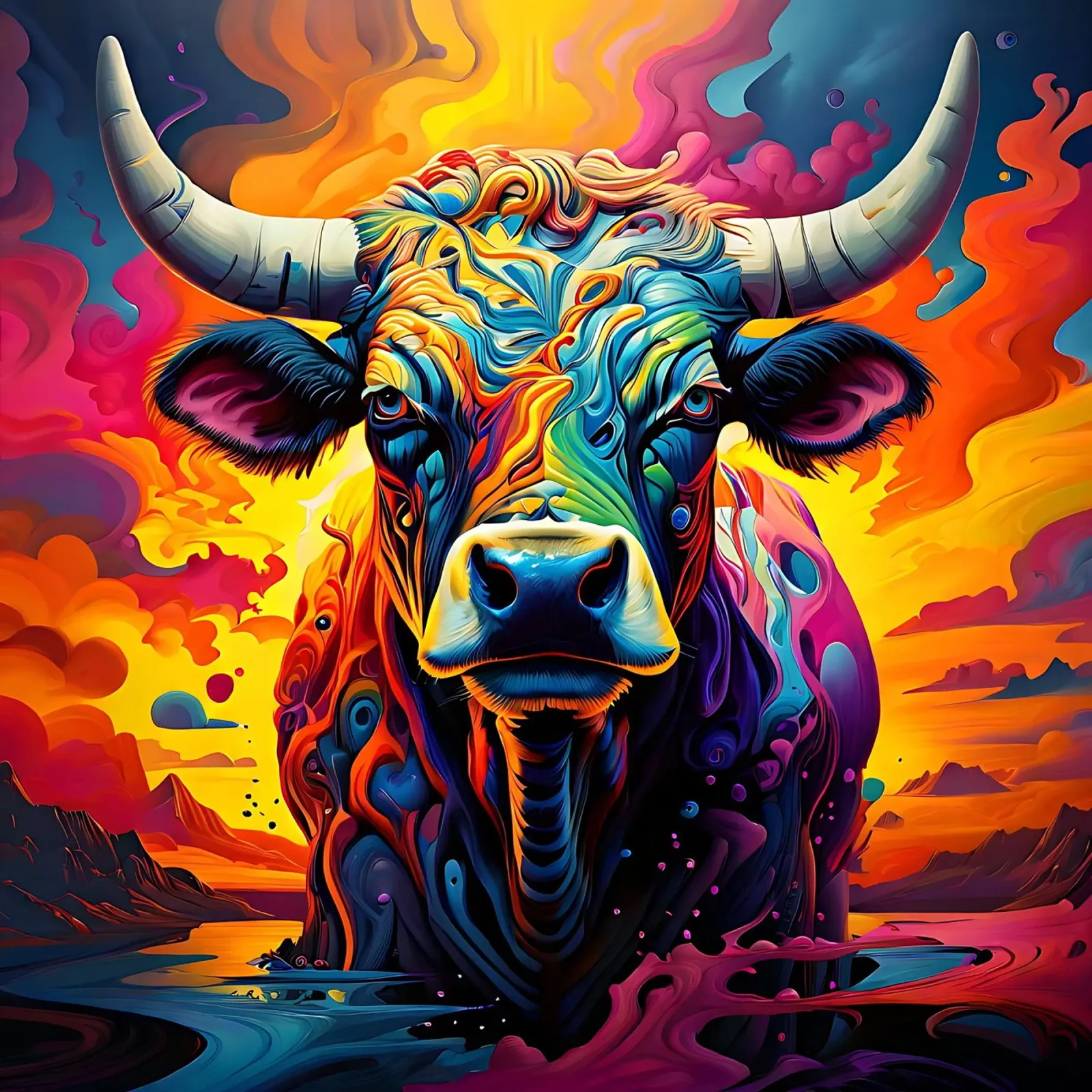 Mucca, stile_toro_J_1 pellicola backlit da Tierisch bunt by LK