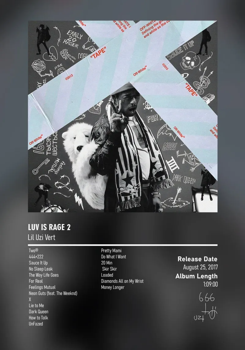 Luv Is Rage 2 (2017) by Lil Uzi Vert pellicola backlit da DGUnder