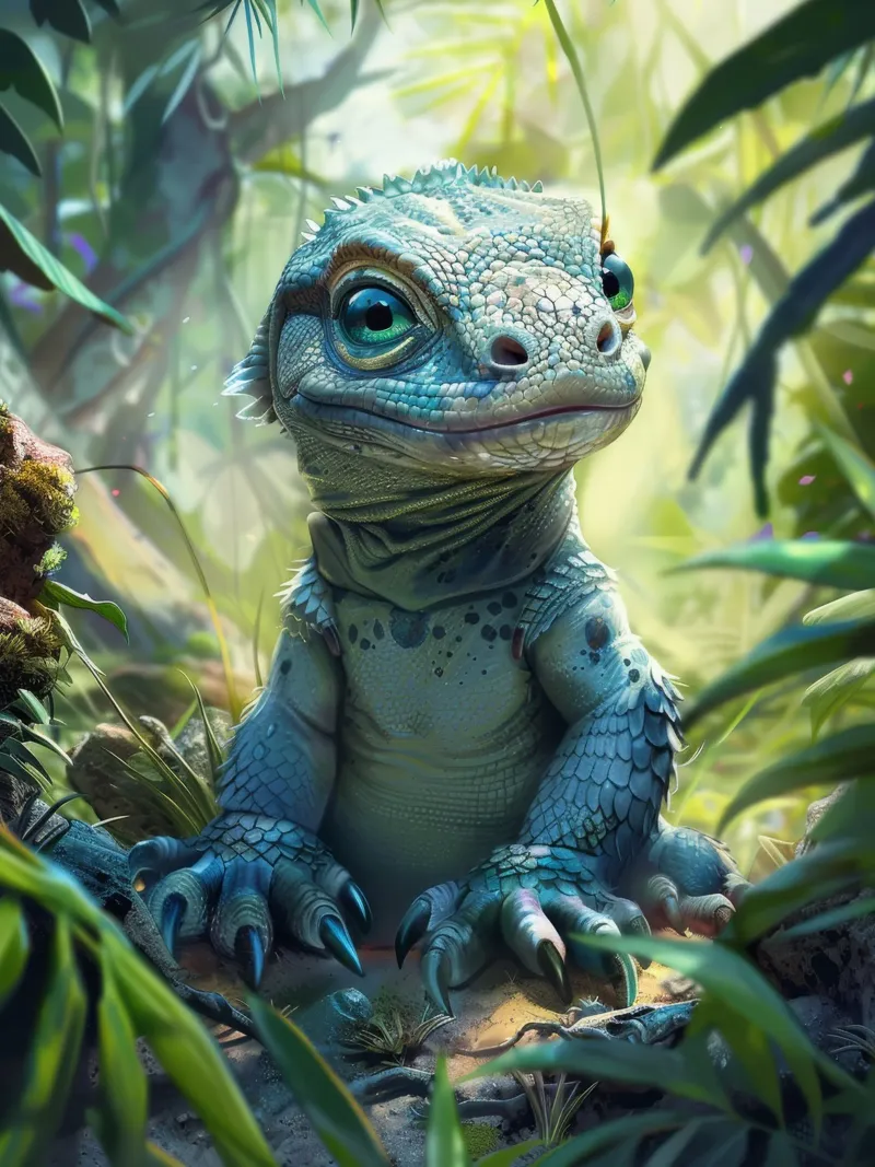 Komodo inmitten von üppigem Grün in einem tropischen Regenwald Hahnemühle von DesignDoodle