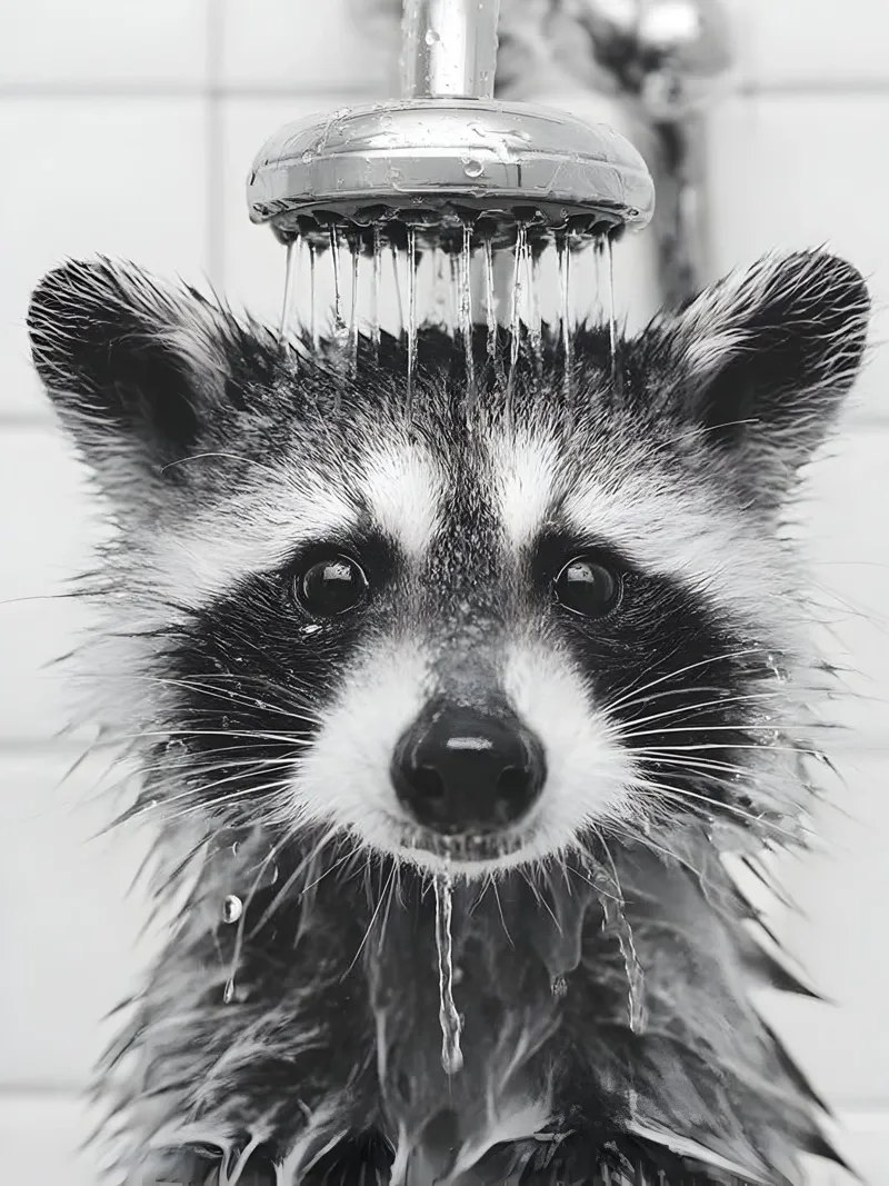 Shower Racoon alluminio dibond da Mononoir