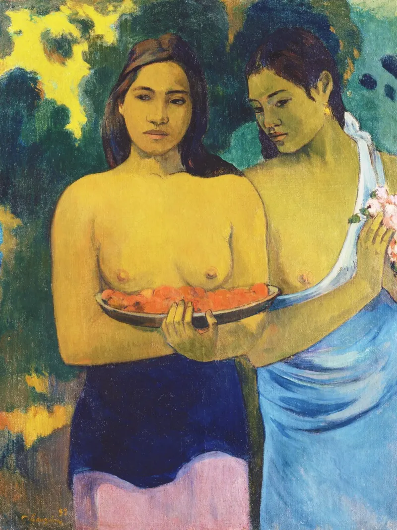 Due donne tahitiane (1899) di Paul Gauguin alluminio dibond da Venus Art