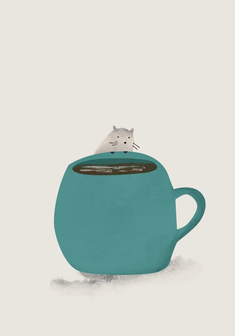 cute minimalist illustration poster con telaio in legno da vintageshop