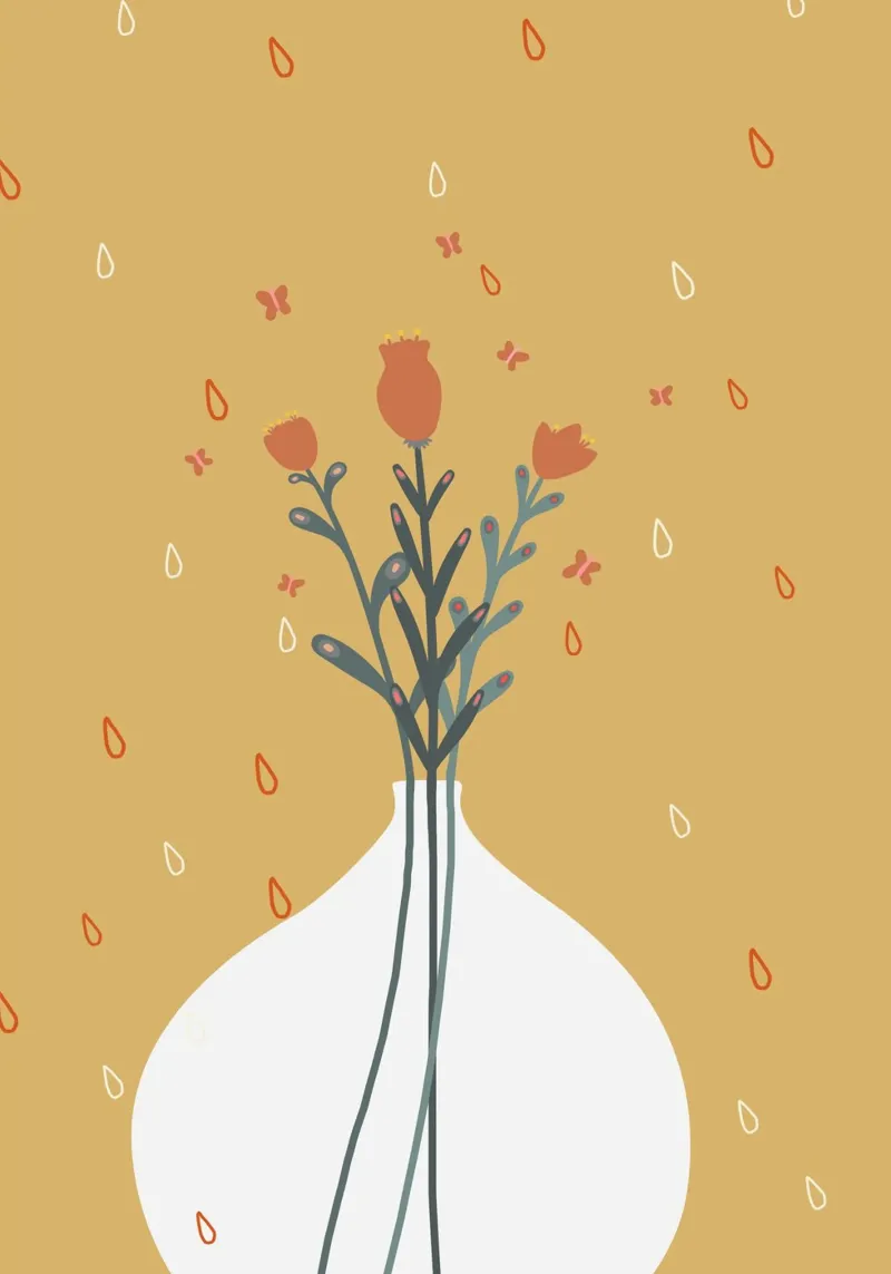 minimalist flower vase illustration pellicola backlit da vintageshop