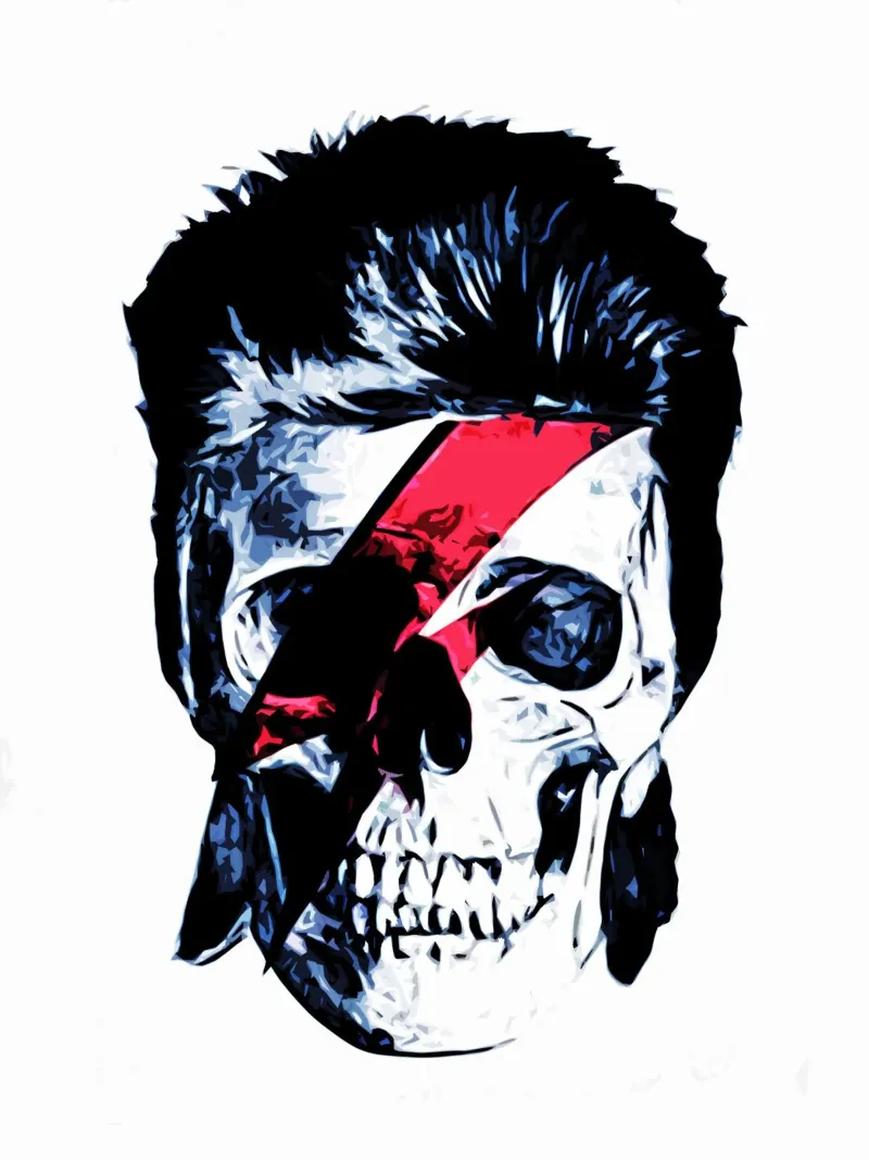 Teschio di David Bowie pellicola backlit da music soul