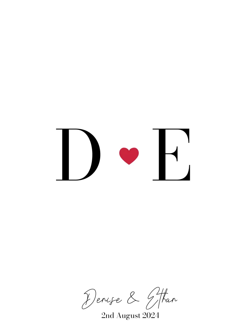 Liebe Initialen Custom Print Leinwand von Prints By Ayleen