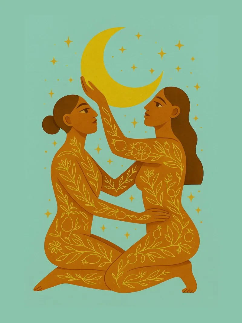 Sisters of the Moon poster with wooden frame by Taika Tori Art
