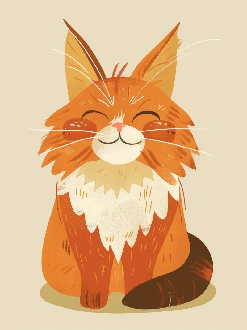Simpatico gatto arancione con un'espressione allegra, occhi chiusi pellicola backlit da DesignDoodle