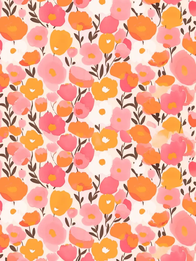 Boho Autunno Bloom Astratto Vintage Floreale Arancione Rosa Papavero poster con telaio in alluminio da Gentle Echoes Art