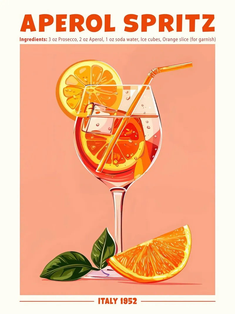 Aperol Spritz Orange Italy 1952 poster with aluminum frame by Neeraprint