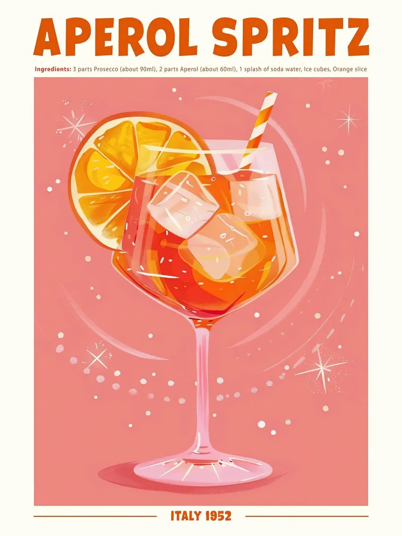 Aperol Spritz, Italy 1952 Poster poster with wooden frame by Neeraprint