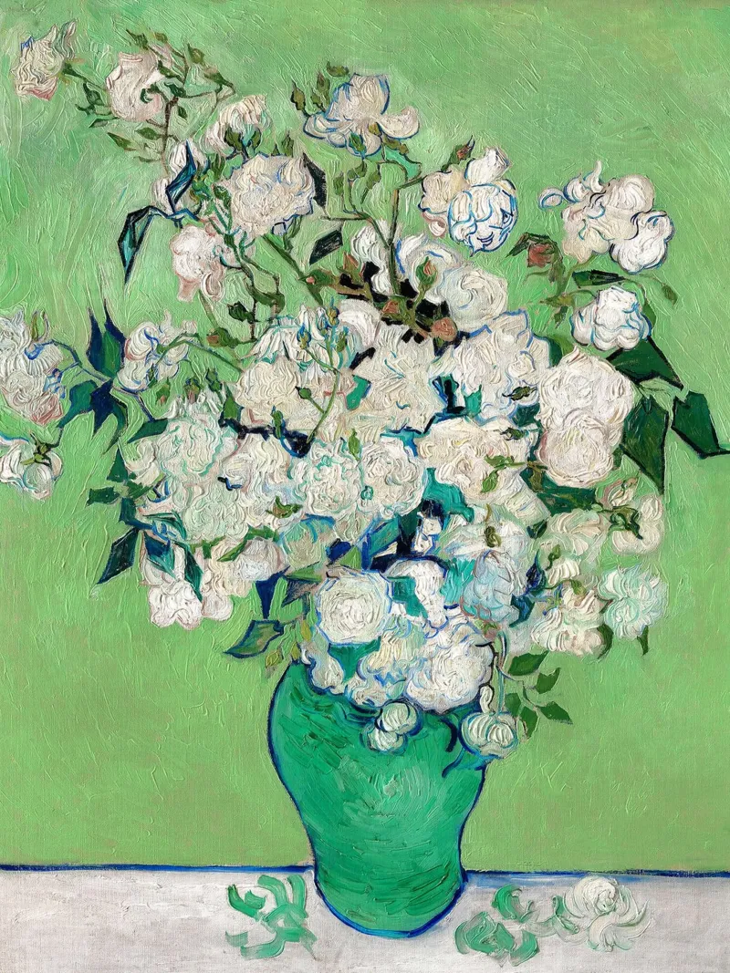 A vase of roses - Vincent van Gogh poster with wooden frame by Sylviepaint