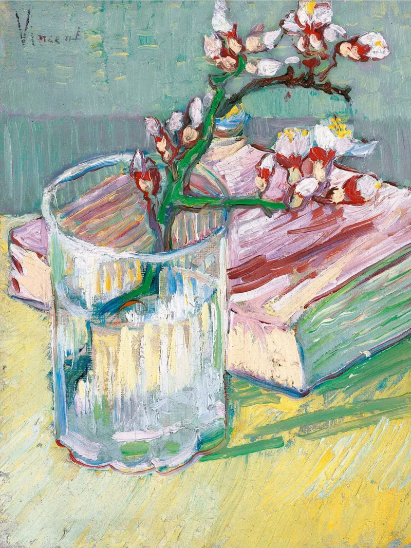 Ramo di mandorlo in fiore in un bicchiere - Vincent van Gogh pellicola backlit da Sylviepaint