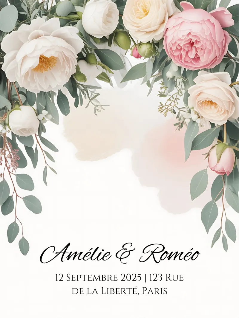Aanpasbare pastel bloemen trouwposter canvas met Baklijst van Beyond the Brush