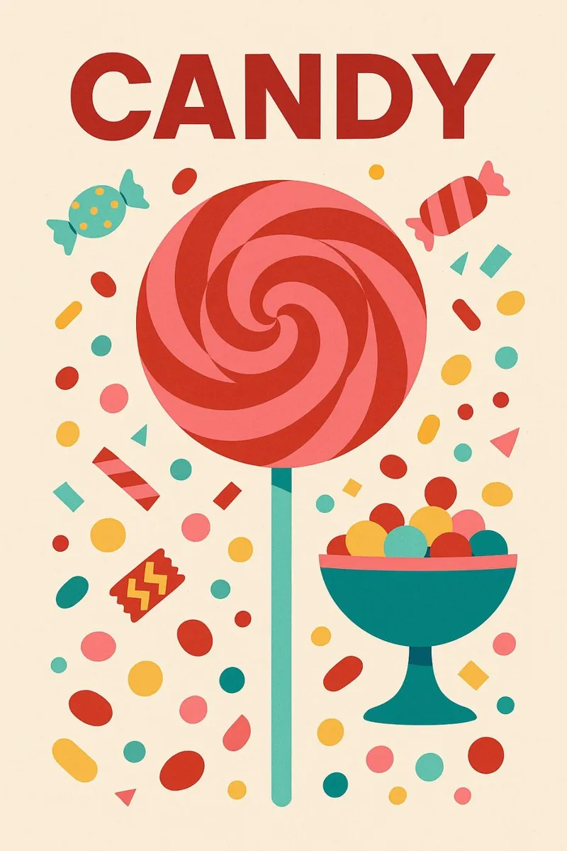 CANDY - Explosión pop de dulzura visual metacrilato de Boissons - Affiches & posters - Retro