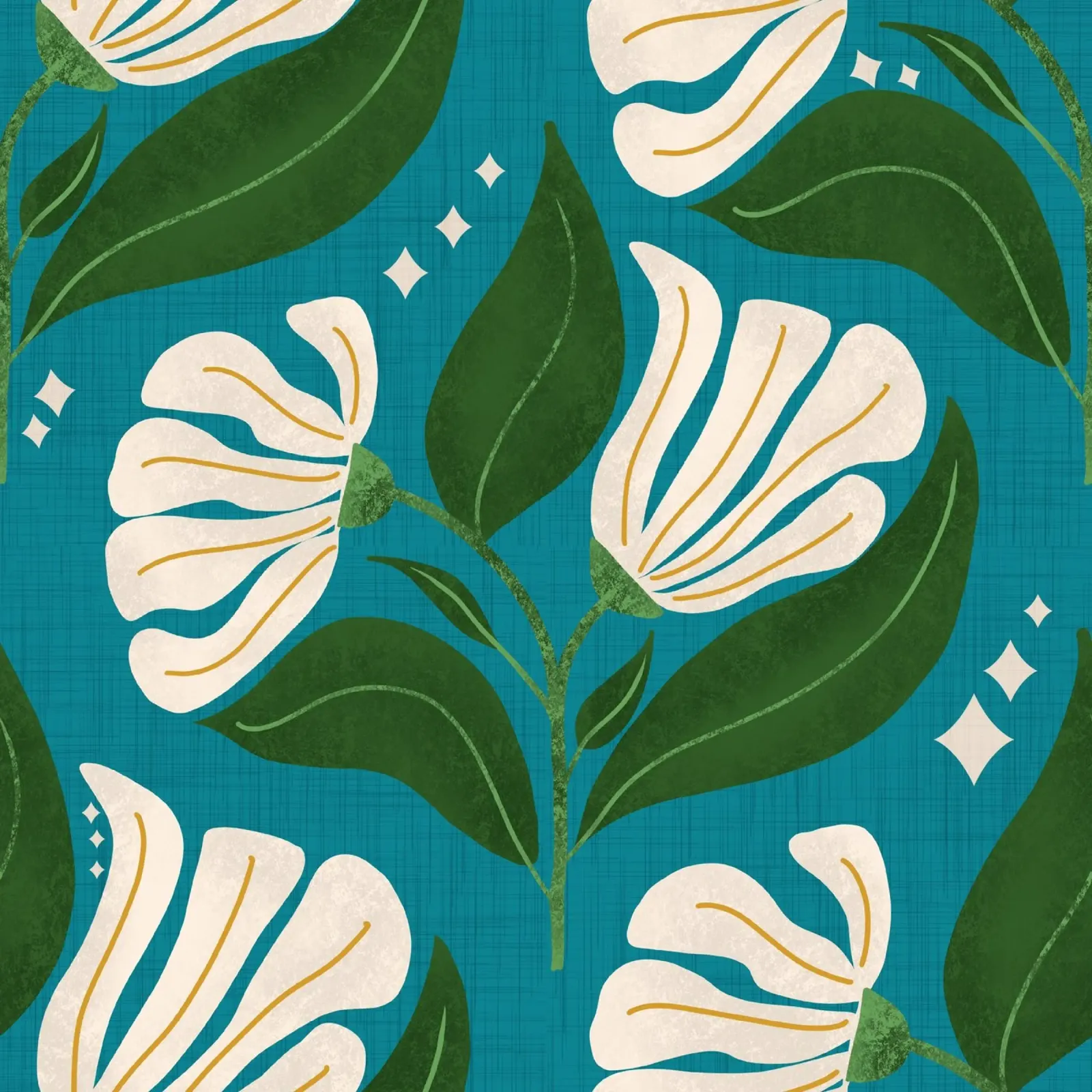 Fiori crema retrò anni '70 - verde acqua poster con telaio in plastica da susanacosta