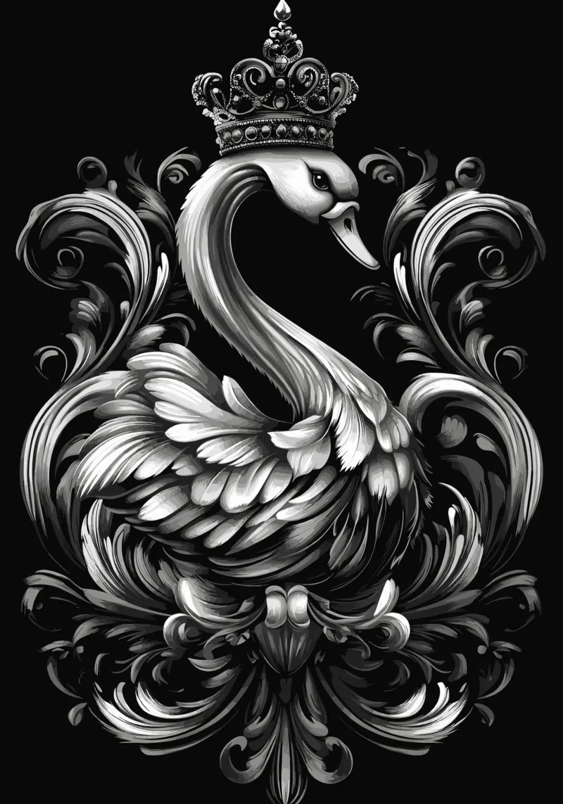Cigno reale in stile barocco pellicola backlit da pixelbull - medieval art and more