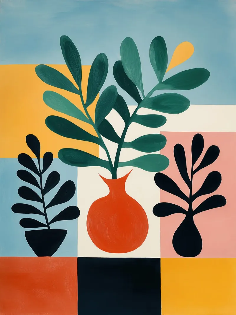 Composizione botanica con aree colorate pannello forex da Autofocus