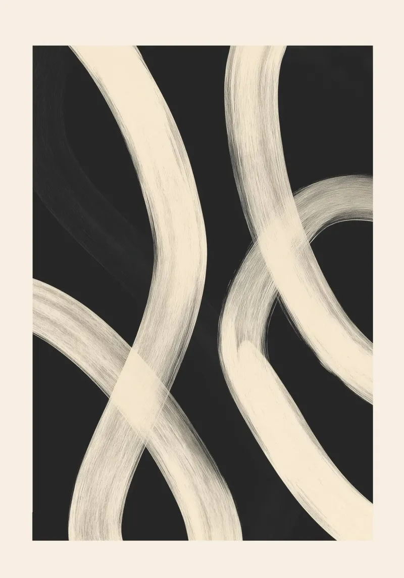 Black and White Abstract Line Art No. 1 pellicola backlit da Flow Line