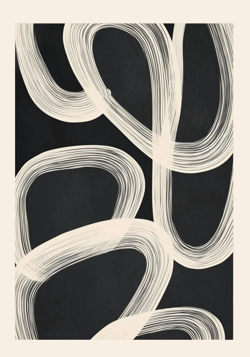 Black and White Abstract Line Art No. 2 pellicola backlit da Flow Line