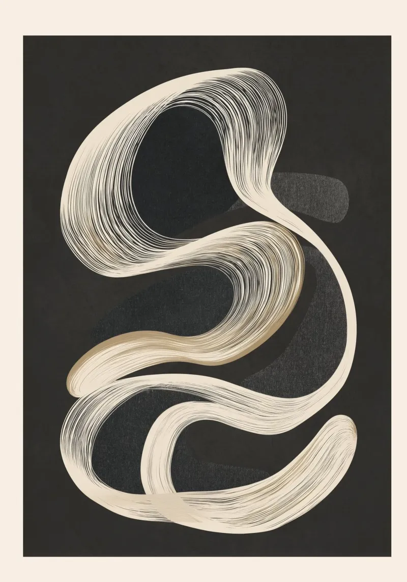 Monochrome Flow - Abstract Line Movement alluminio dibond da Flow Line