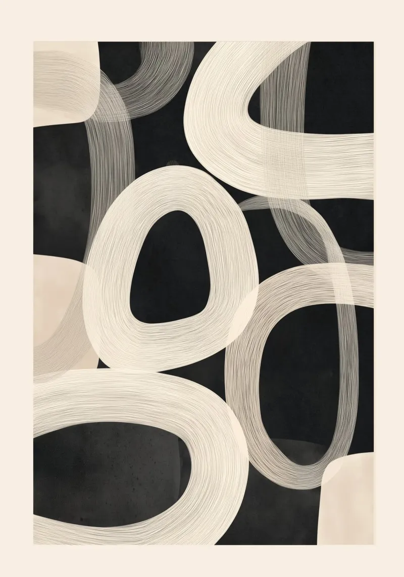 Soft Forms - Abstract Minimalist Line Art pannello forex da Flow Line