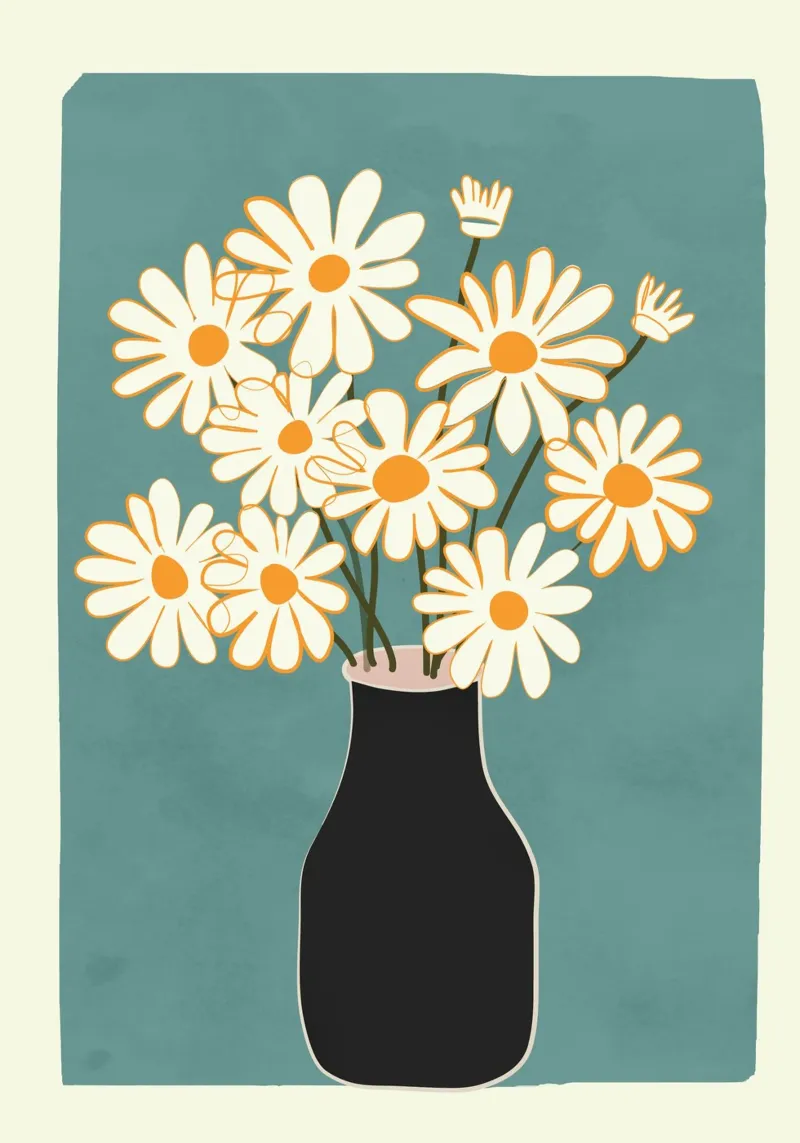White Daisy Bouquets in Vase 1 pellicola backlit da cityart