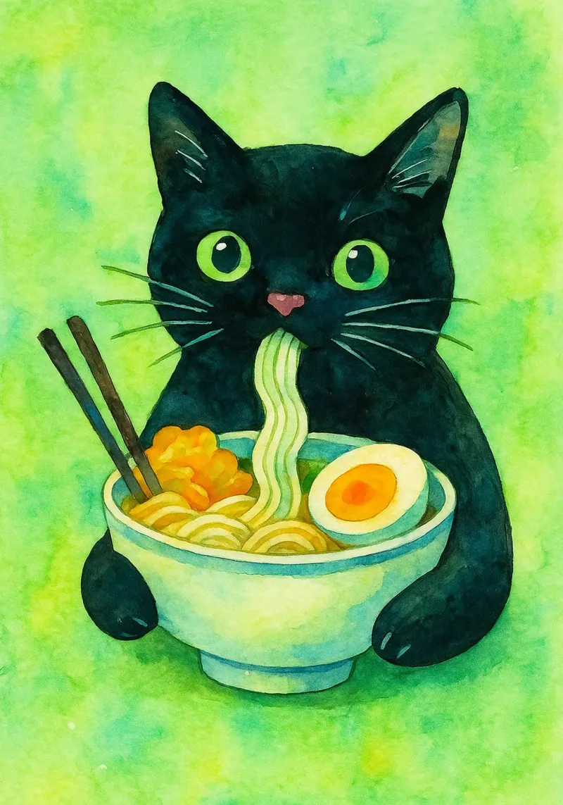 drôle de chat manger poster de Mirage